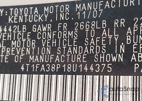 2008 Toyota Camry Solara Sle from USA, damaged, VIN 4T1FA38P18U144375